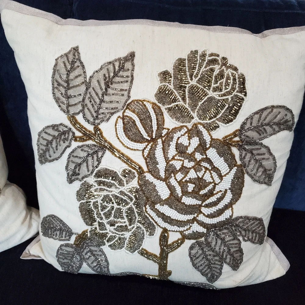 Pier 1 Imports Beaded Pillow Set of 2 Home Decor Everyday Spring Luxury